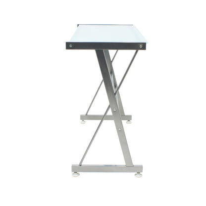 Escritorio Metálico con Cristal Templado Plata | JM-907G Mobilek