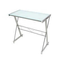 Escritorio Metálico con Cristal Templado Plata | JM-907G Mobilek