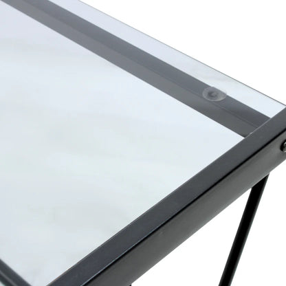 Escritorio Metálico con Cristal Templado Negro | JM-907GN Mobilek