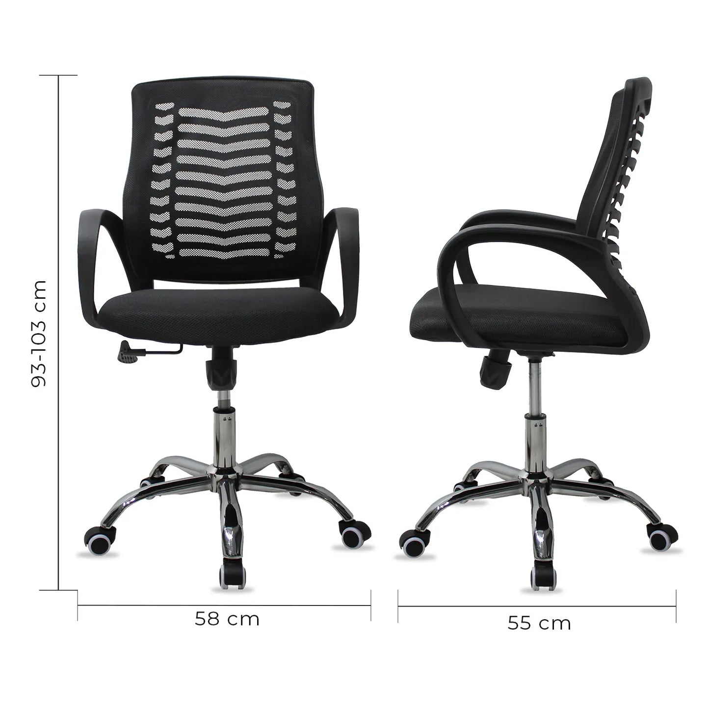 Silla Secretarial Mesh Negra | JM-108 Mobilek