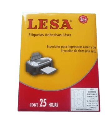 Etiqueta Adhesiva Laser/Inkjet para CD-DVD Blanca |  Lesa LCCD25
