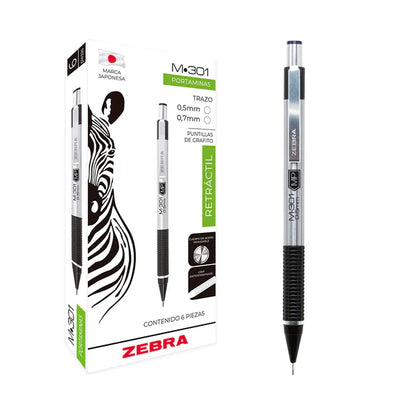 Portaminas M-301 Acero Inoxidable MP 0.5 Negro | Zebra 601-NGRFNC006