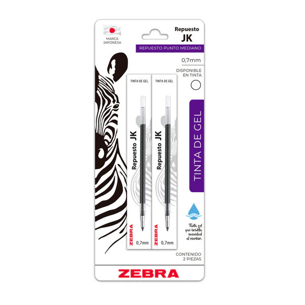 Repuesto para Boligrafo JK (G-01) 0.7 Negro con 2 | Zebra 0600-20