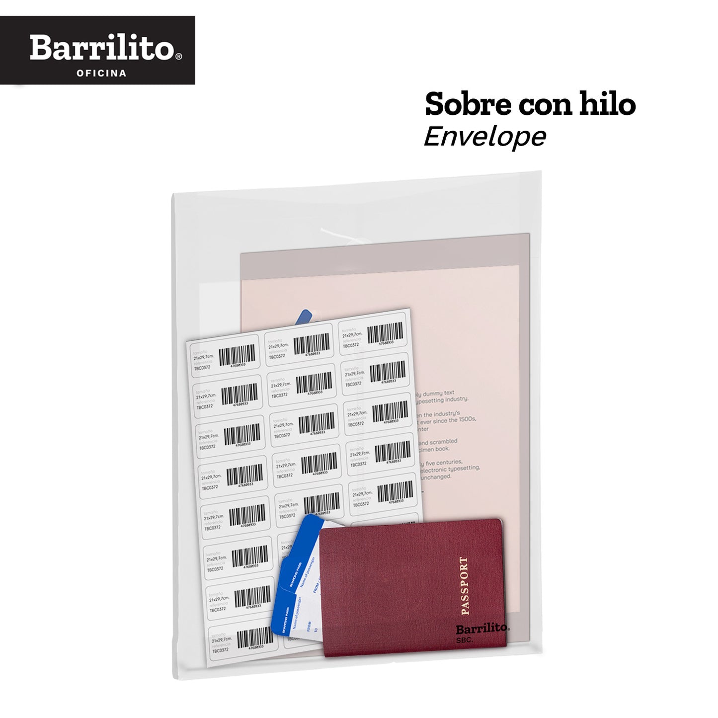 Sobre Plástico con Hilo Carta Vertical | Barrilito SBC
