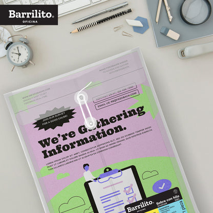 Sobre Plástico con Hilo Carta Vertical | Barrilito SBC