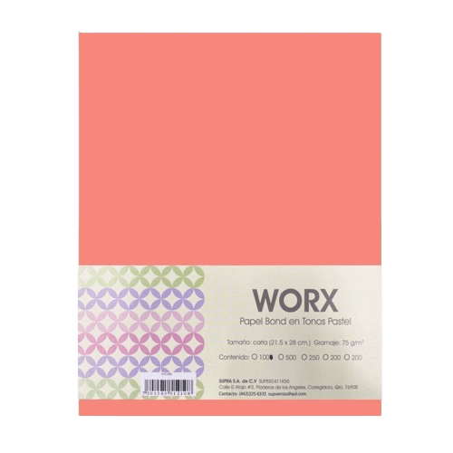 Papel Worx Carta Salmón C/100 | Supra 10-7208