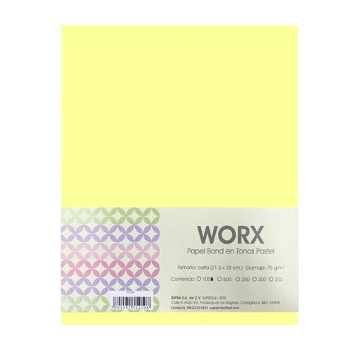 Papel Worx Hoja Carta Amarillo Canary | Supra 10-6308