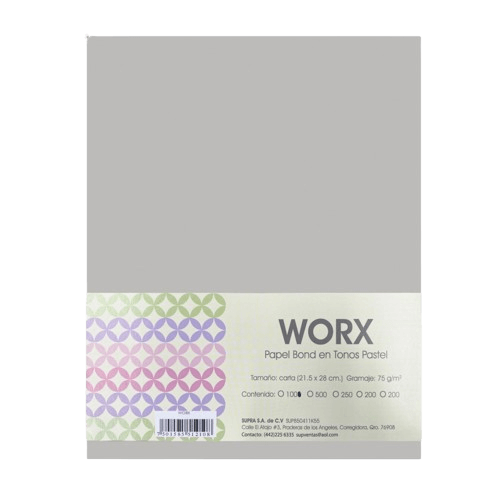 Papel Worx Hoja Carta Gris Pewter | Supra 10-6609