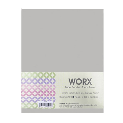 Papel Worx Hoja Carta Gris Pewter | Supra 10-6609
