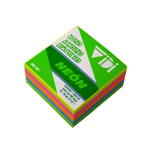 Cubo de Notas Adhesivas 3x3" Neón 400 Hojas | VIDI CUB-1
