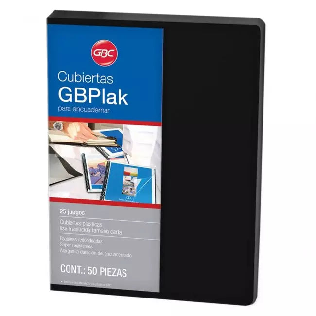 Cubierta Gbplak Liso Carta Negra Con 50 - GBC P3562
