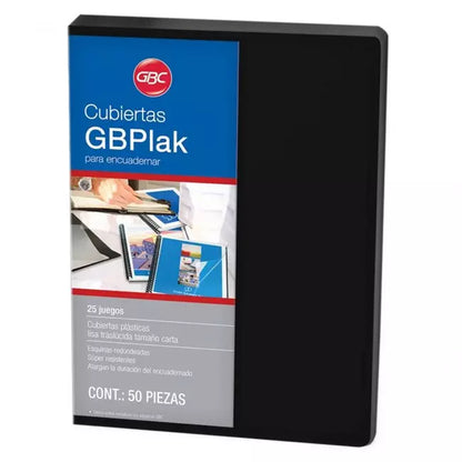Cubierta Gbplak Lisa Carta Negra Con 50 | GBC P3562