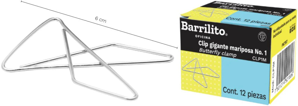Clip Gigante Mariposa No. 2 con 50 | Barrilito CLP2M