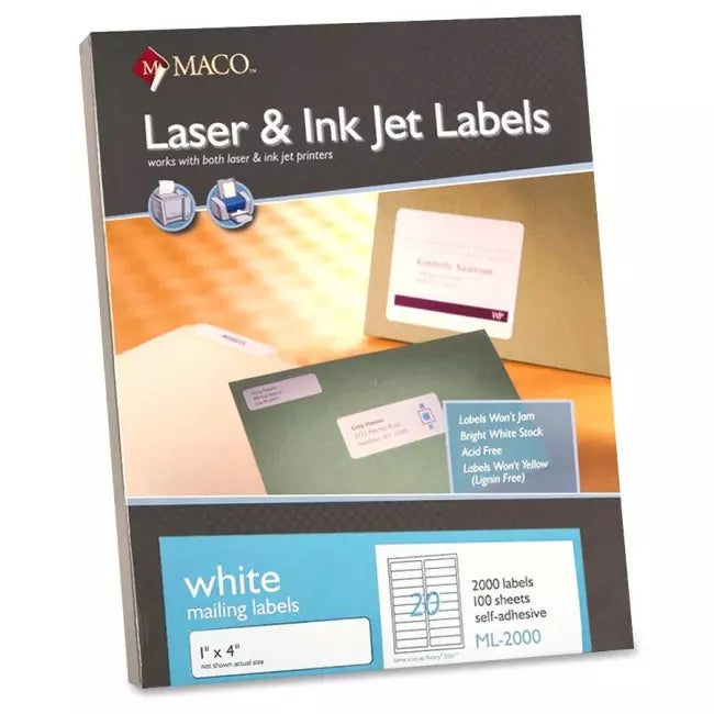 Etiqueta Laser Inkjet 1 In X 4 In Con 2000 Maco Ml 2000