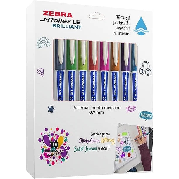 Bolígrafo J-Roller LE 0.7 mm Surtido con 10 | Zebra 8076-LE
