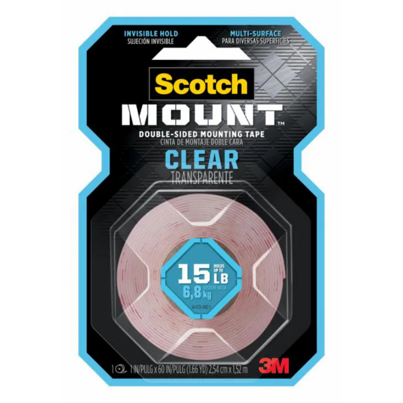 Cinta de Montaje Mount Clear 15 lb/6.8 kg (2.54cm x 1.52m) | Scotch  70009125082