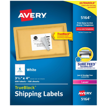 Etiqueta Adhesiva Laser Blanca Permanente 3-1/3 x 4 in con 600 | Avery 5164