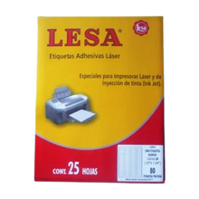 Etiqueta Adhesiva Laser/Inkjet 1/2 x 1-3/4 in Blanca 25 H C/80 | Lesa LC8025