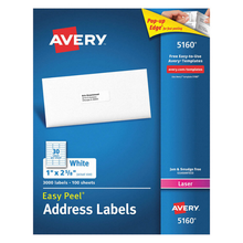 Etiqueta Adhesiva Laser Blanca Permanente 1 in x 2-5/8 in con 3000 | Avery 5160
