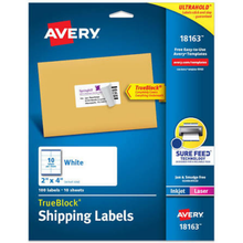 Etiqueta Adhesiva Laser/Inkjet Blanca Permanente 2 in x 4 in con 100 | Avery 18163