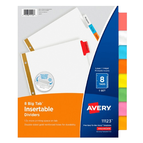 Separador Avery Insertable Multicolor 8 Pestañas