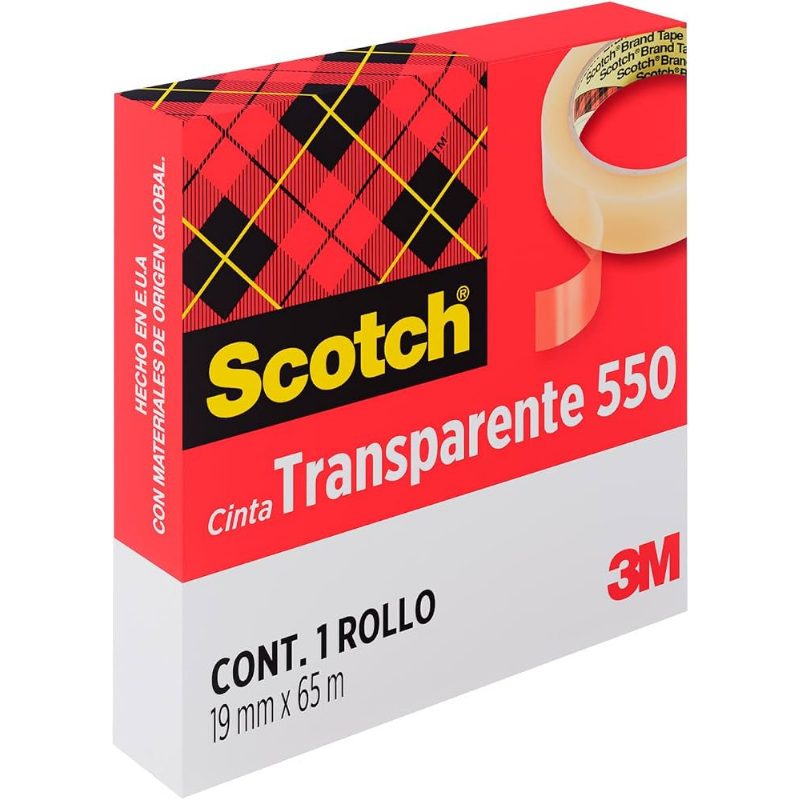 Cinta Adhesiva Transparente 19 mm x 65 m | Scotch 550