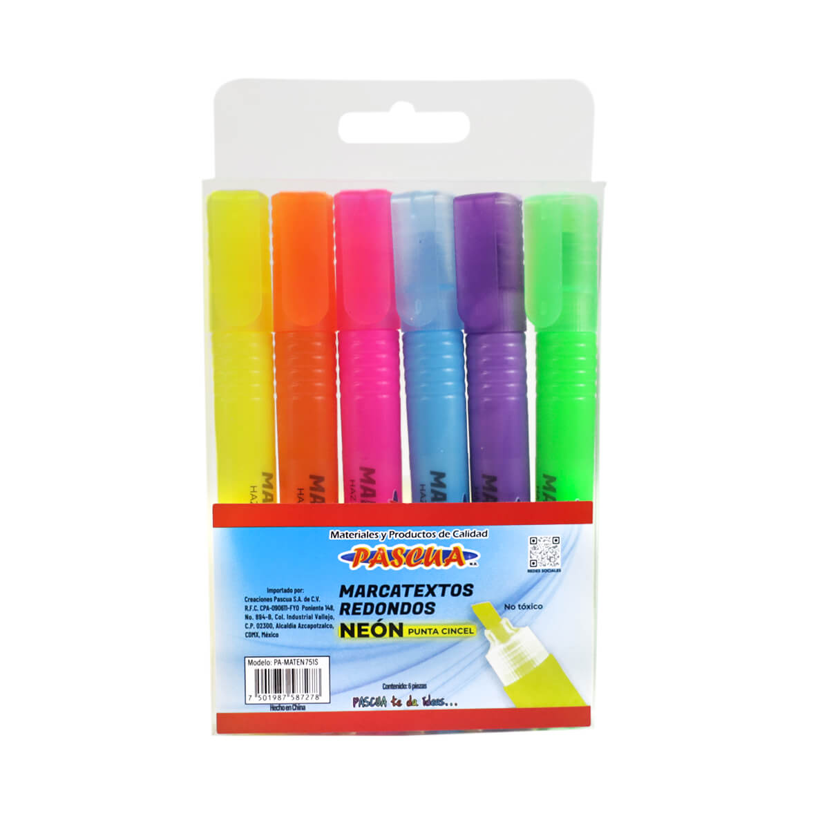 Marcatextos Redondos Neón C/5 | Pascua PA-MATEN751S