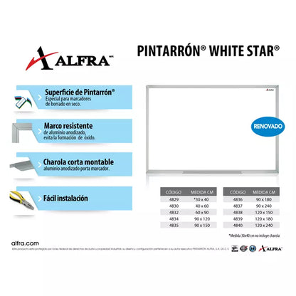 Pintarrón White Star Alfra 90 x 120 cm