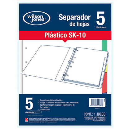Separador Plástico Carta SK-10 C/5 | ACCO P0560