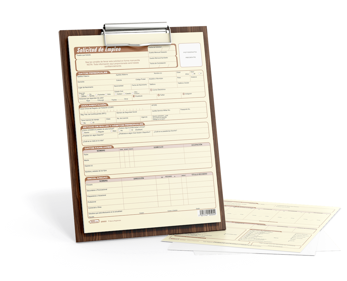 Solicitud de Empleo Block C/25 | Printaform 2002